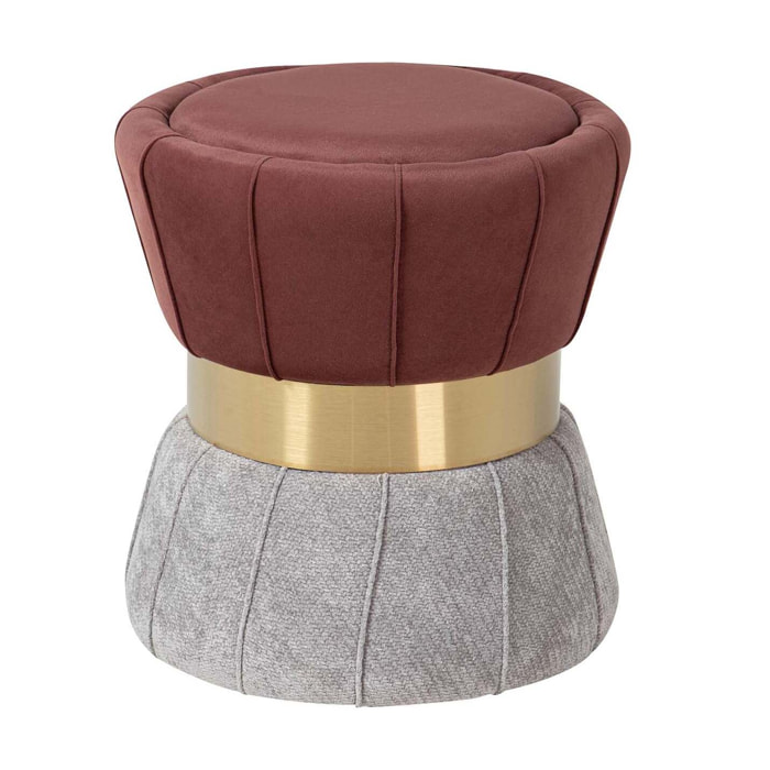 Puff Velvet Granate Gris 40x40x44 Cm