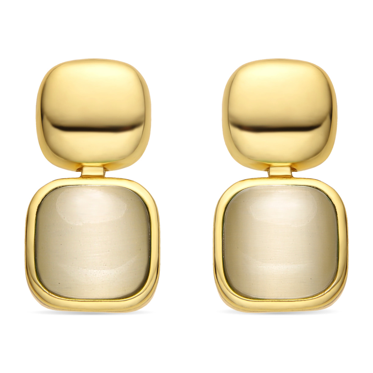 Pendientes con Ojo de Gato acabado oro 18k