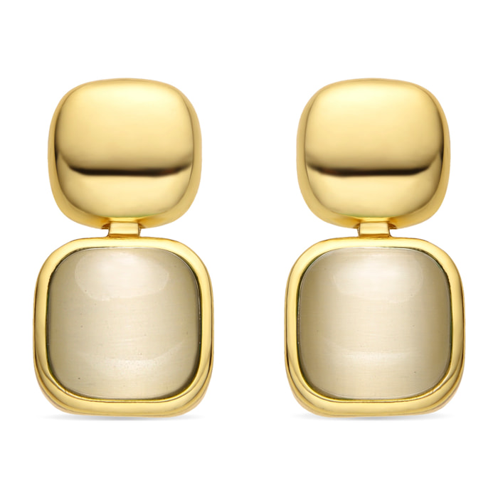 Pendientes con Ojo de Gato acabado oro 18k