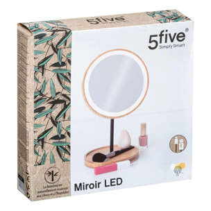 Miroir avec pied à led 18cm bambou