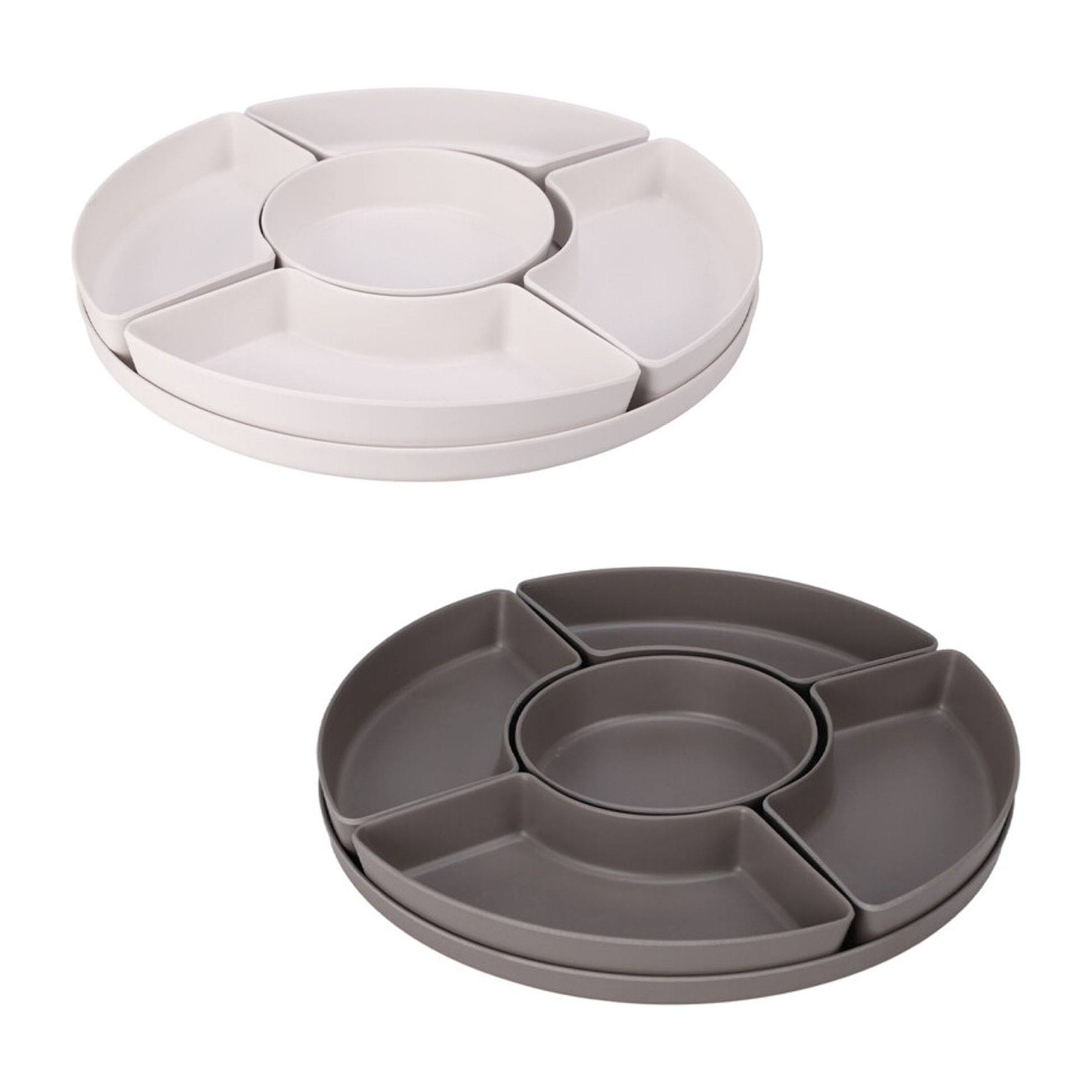 bandeja melamina en 2 colores blanco y gris