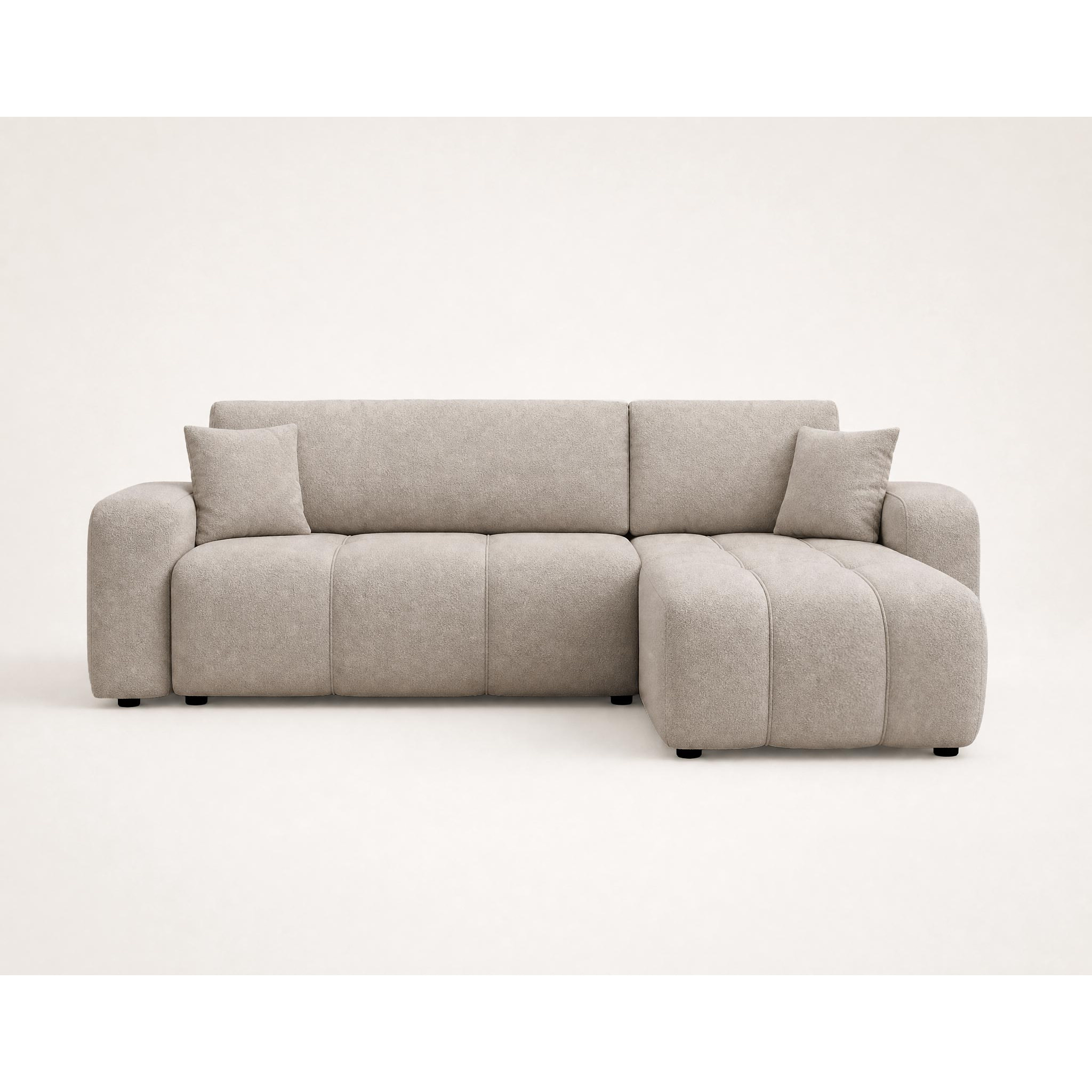Nicole - canapé d'angle réversible 4 places convertible avec coffre en tissu - Taupe