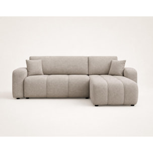Nicole - canapé d'angle réversible 4 places convertible avec coffre en tissu - Taupe