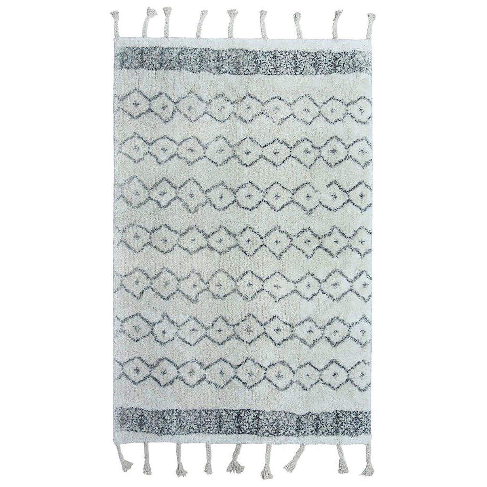 TAPIS BERBERE EN COTON IMPRIMÉ NOIR ET BEIGE 350X250 CM ATLAS