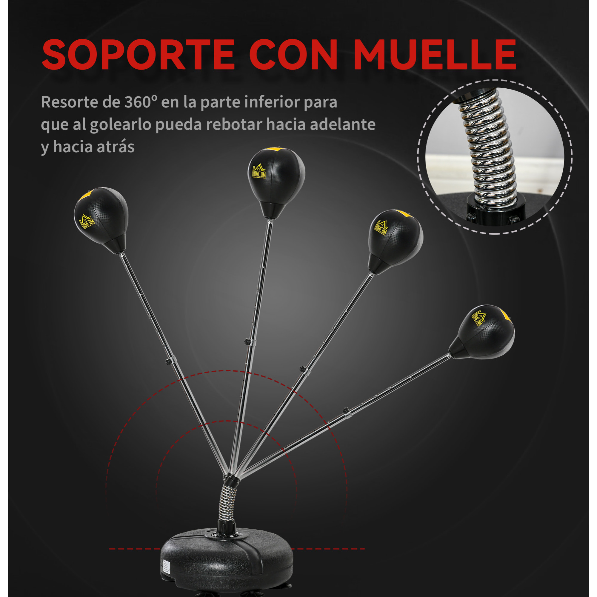 Saco de Boxeo de Pie con Altura Ajustable en 4 Niveles de 133-151 cm, Saco de Boxeo con Base Rellenable, Guantes e Inflador, para Adultos y Adolescentes, Negro