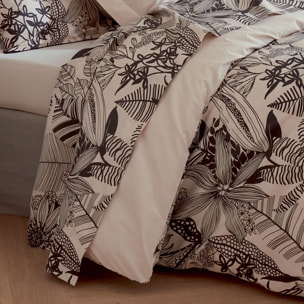 Housse de couette en percale aux impressions noires - Beige