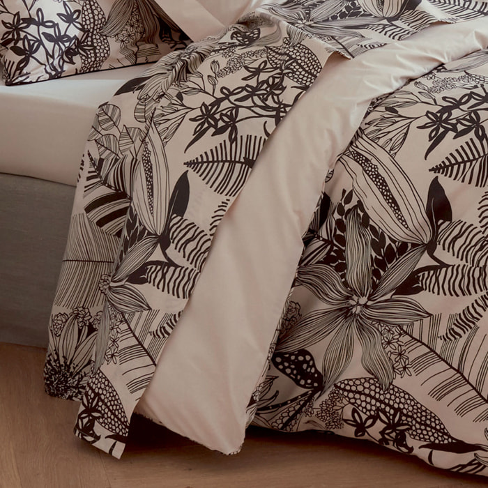 Housse de couette en percale aux impressions noires - Beige