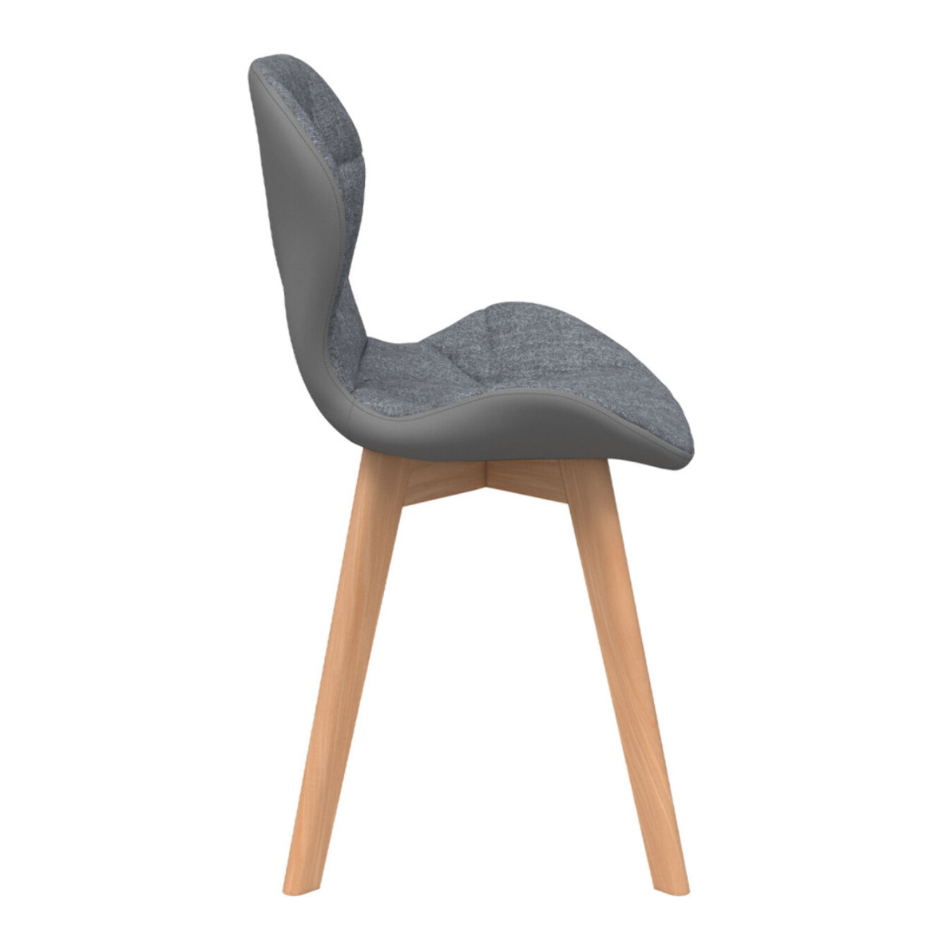 Chaises Gladys en tissu et pieds bois - Gris