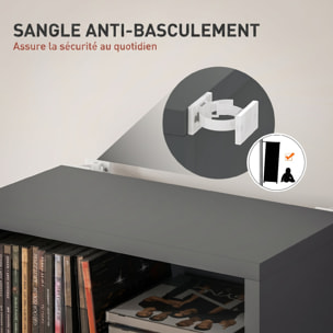 Étagère pour CD et DVD - 9 compartiments, 6 étagères réglables - 33x24x140cm - gris