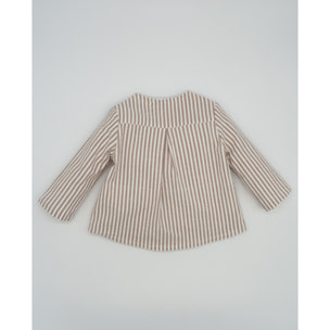 CAMISA BOLSILLO RAYAS TAUPE