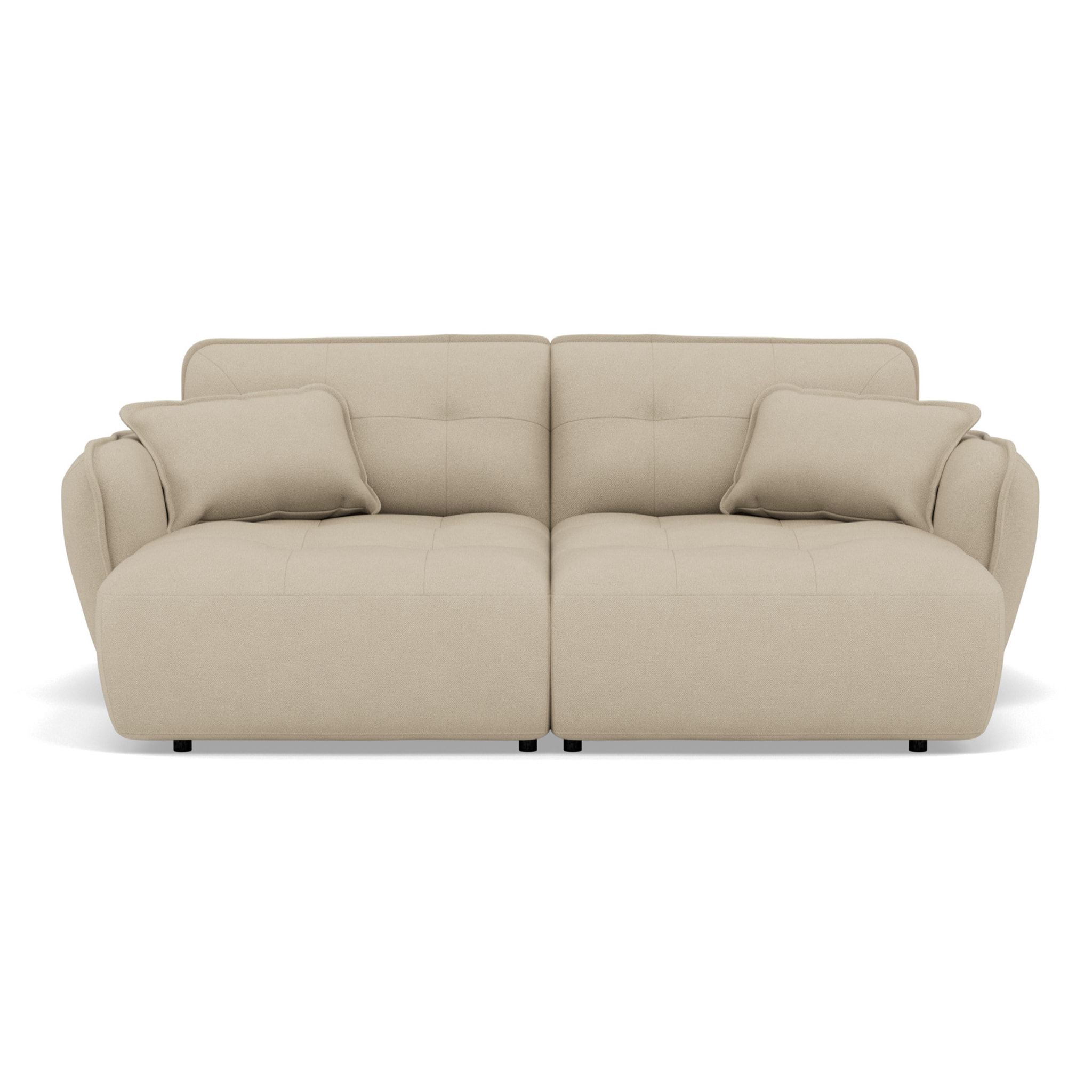 Thais - canapé droit 4 places avec double méridienne assise profonde en tissu texturé - Beige