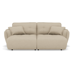 Thais - canapé droit 4 places avec double méridienne assise profonde en tissu texturé - Beige