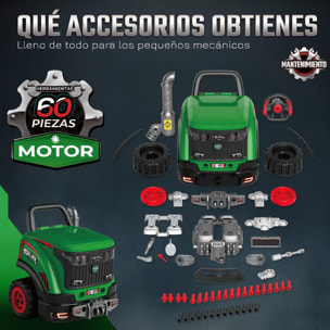 AIYAPLAY Juguete de Motor de Camión para Niños, Volante de Juguete con Vapor, Luces y Sonidos, Set de Reparación Mecánico Desmontable, Regalo Educativo para Niños y Niñas de 3-6 Años, Verde