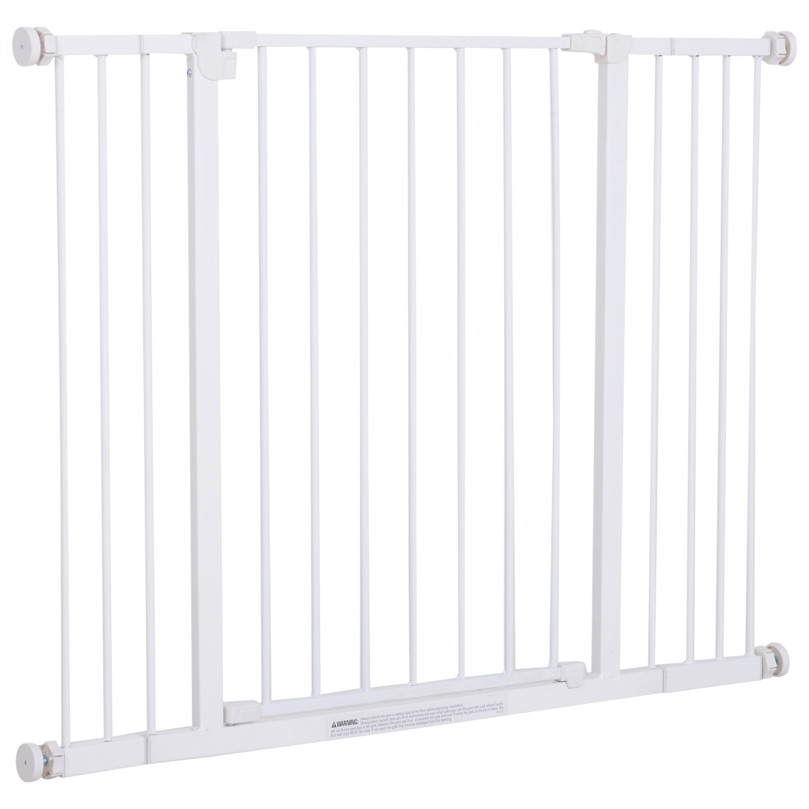 Barrière de sécurité longueur réglable dim. 76-107l x 76H cm sans perçage métal plastique blanc