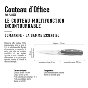 Couteau d'Office 3,5 pouces, gamme Essentiel