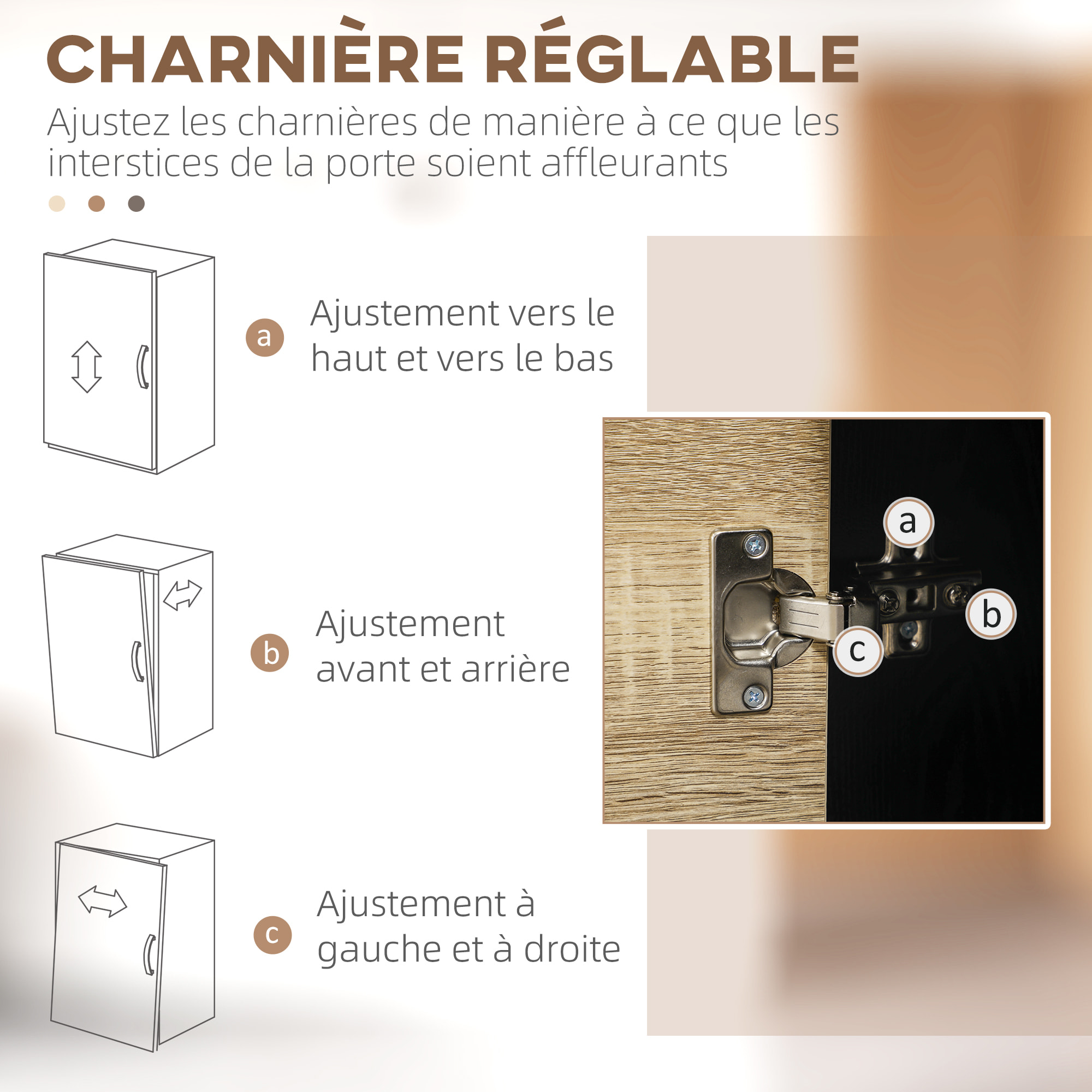 Buffet haut multi-rangement 3 portes 3 étagères tiroir 5 niches bicolore aspect chêne clair noir