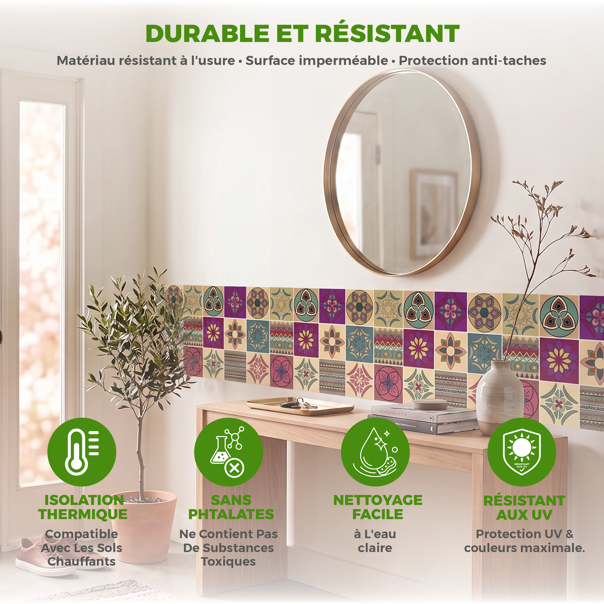 Stickers muraux - Sticker Mural Carrelage adhésif Cuisine Salle de Bain - 12 STICKERS CARRELAGES AZULEJOS MELILLA