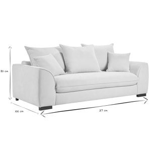 Canapé convertible 3 places en tissu effet velours beige avec matelas 12 cm ARMAND