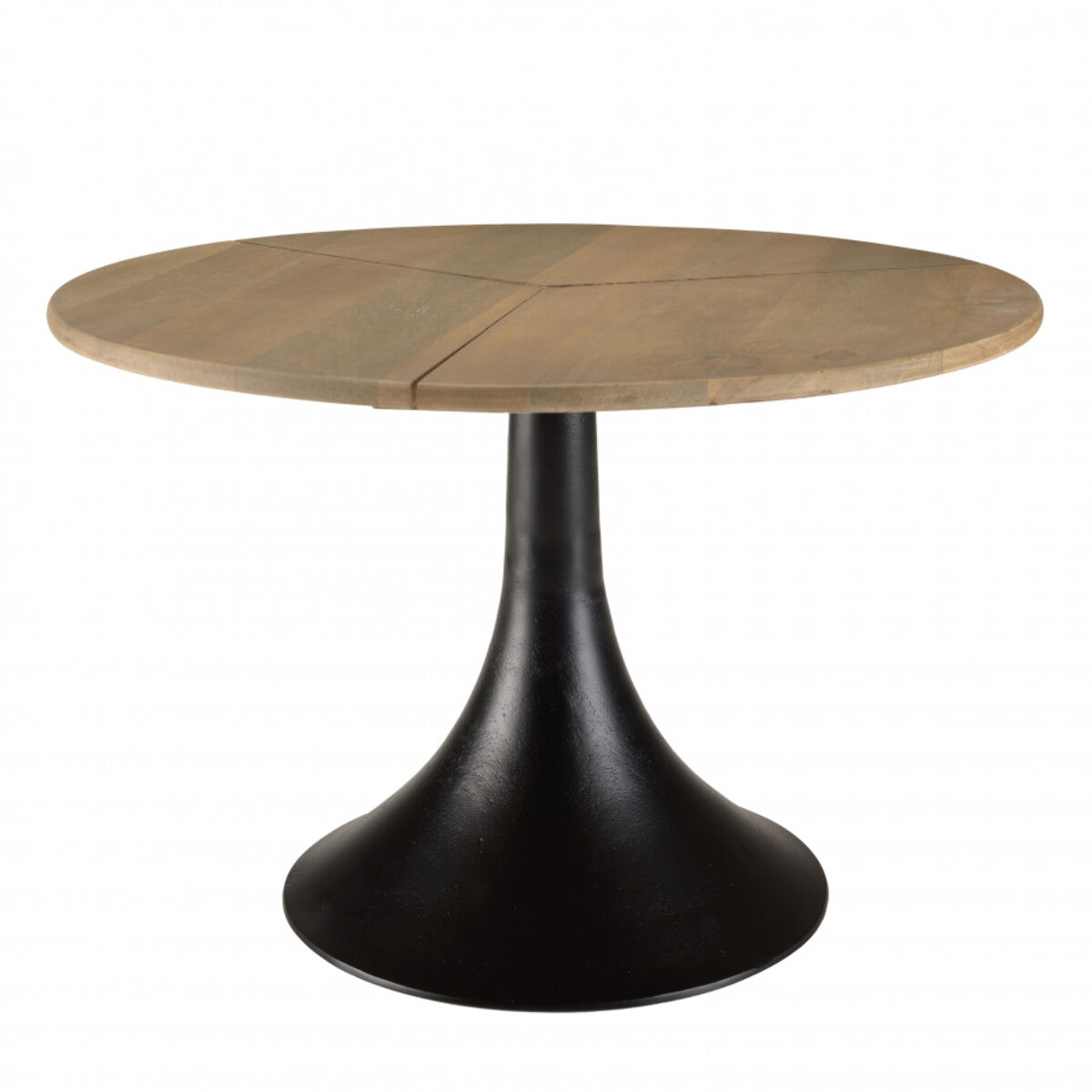 JAMES - Table d'appoint 65x65cm plateau en manguier pied évasé noir mat