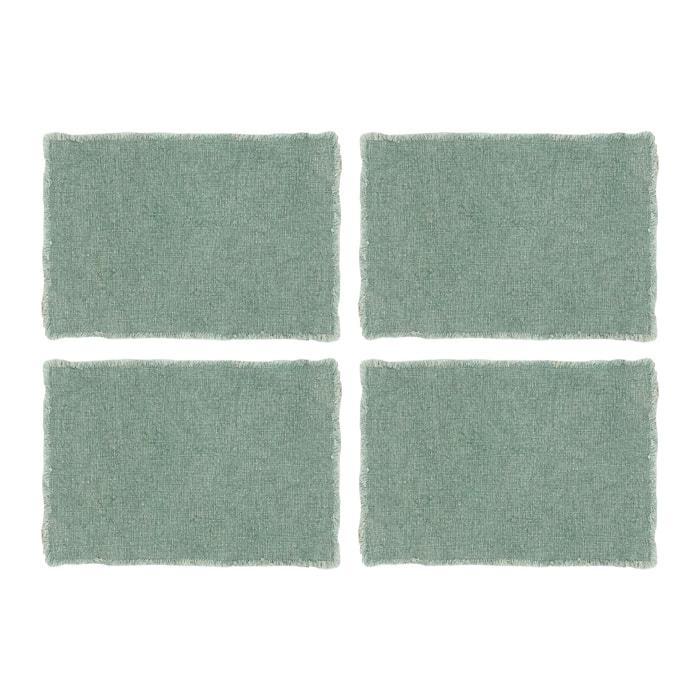 Lot de 4 sets de table avec franges céladon ANOKI