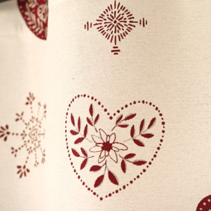Rideau jacquard d’ameublement avec motifs chalets et cœurs - Rouge