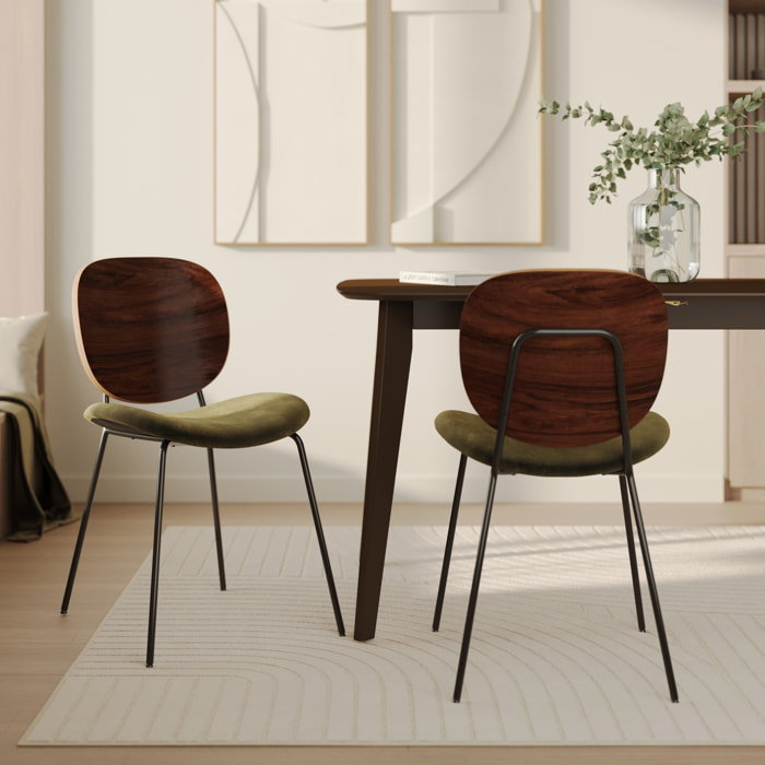 Lot de 2 chaises en velours vert kaki - Simone