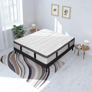 Ensemble ALTESSE |2 Places | Matelas Mémoire de Forme avec Sommier Kit Bois Noir