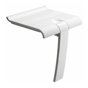 Siège de douche PMR PELLET Design escamotable blanc piètement aluminium époxy blanc