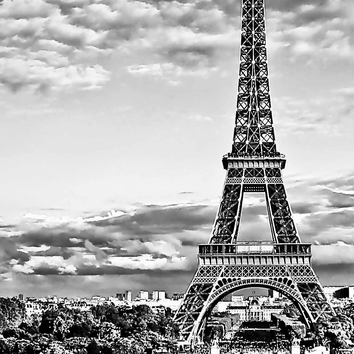 Affiche encadrée tour Eiffel noir et blanc Affiche + cadre en métal - Noir