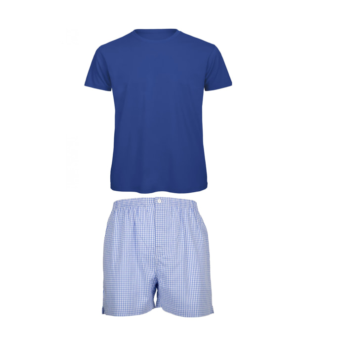 Pigiama leggero UOMO cotone ROYAL riga fiori bianchi