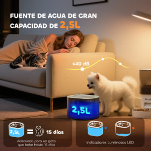 Comedero Gato Automático Dispensador Comida Gatos Perros de 3L con Control de App 1-10 Comidas al Día Filtros y Luz LED Juego de Comedero y Bebedero Automático Silencioso con Cable USB o Pilas