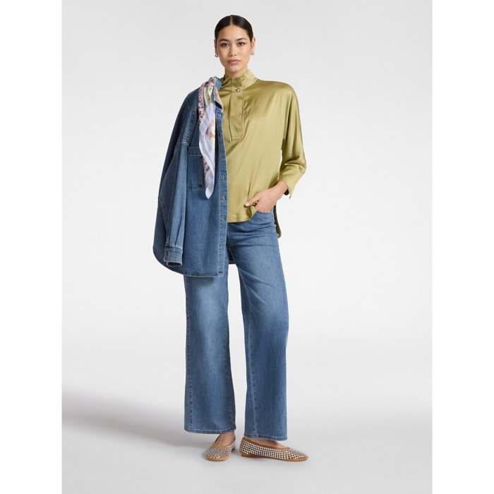 Elena Mirò - Jeans 5 tasche mid wide leg - Blu