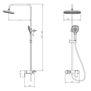 Colonne de douche avec mitigeur mécanique blanc / chrome et tête de douche XXL de 288mm (SATSSPHP)
