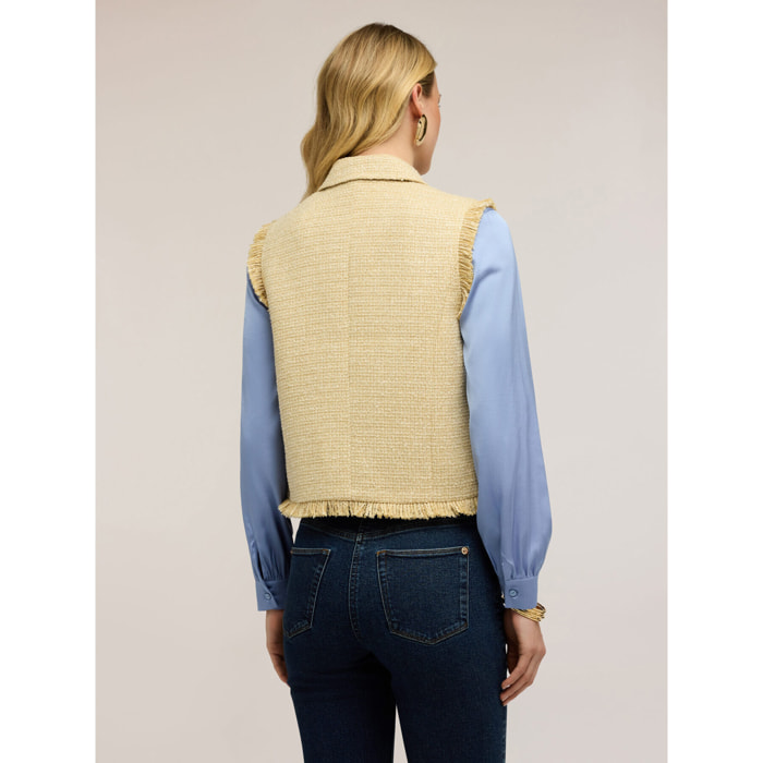 Motivi - Gilet in bouclé con frange - Giallo