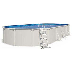 Piscine hors sol acier ovale 10,05 x 5,50 x 1,32 m blanche SAPHIR