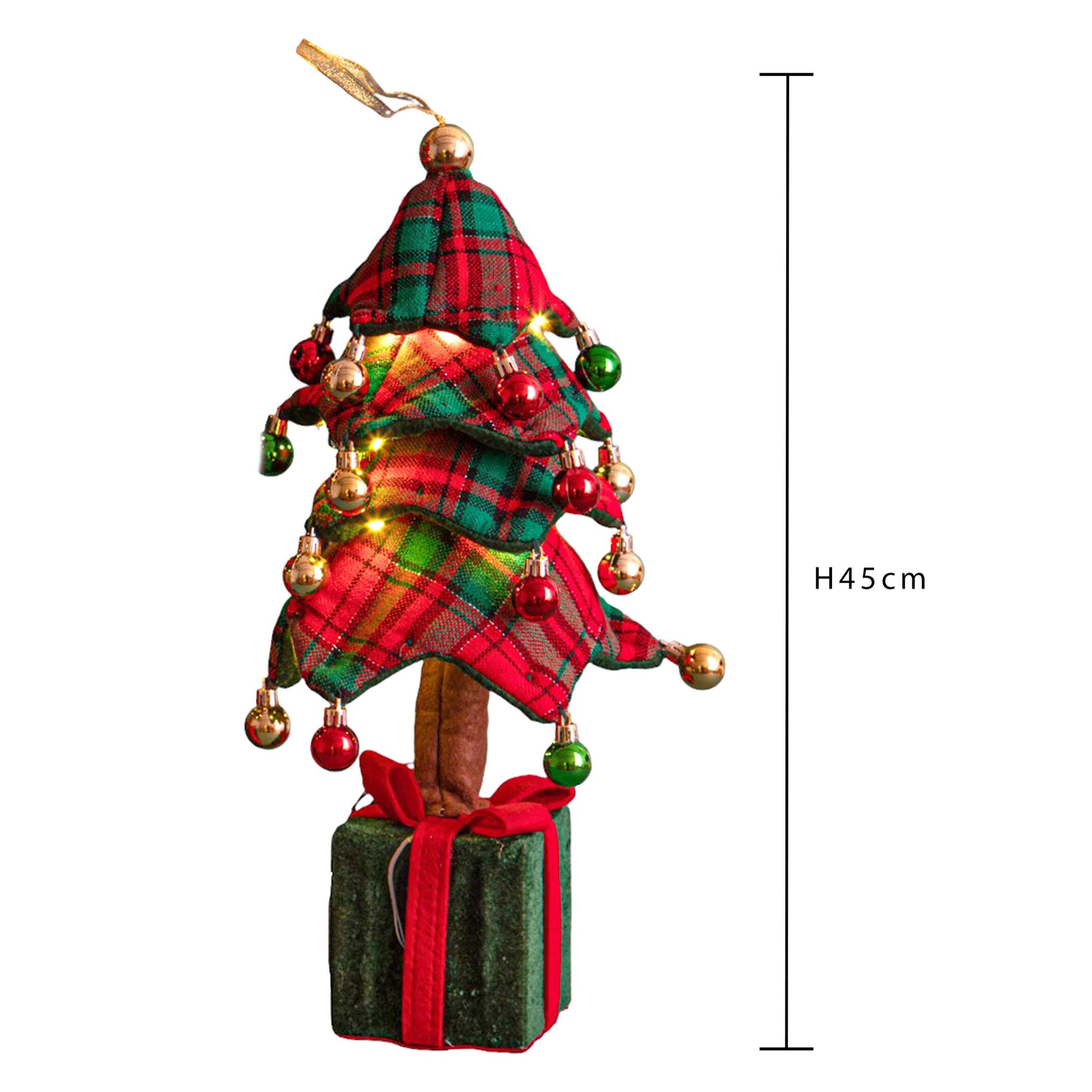 Albero con sfere pacco dono e led - Pezzi 2 - ROSSO - Bianchi Dino SpA