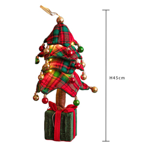 Albero con sfere pacco dono e led - Pezzi 2 - ROSSO - Bianchi Dino SpA