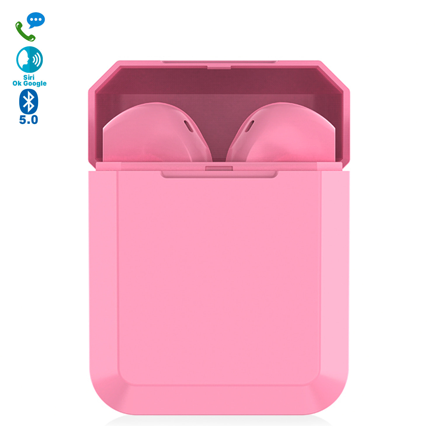 Auriculares TWS i2 Bluetooth 5.0 táctil con base de carga diseño ergonómico exclusivo poligonal.Cancelación ruido ambiental.