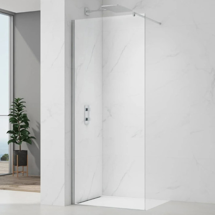 Project paroi de douche à l'italienne 120 cm avec accessoires de montage, chrome brillant (SATBWIPRO120)