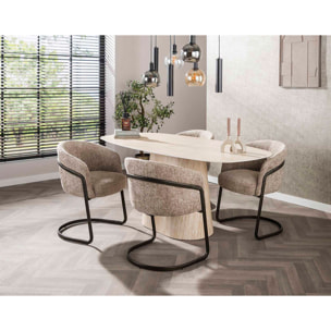 Aubin - table à manger - effet travertin - 4 à 6 personnes - Beige