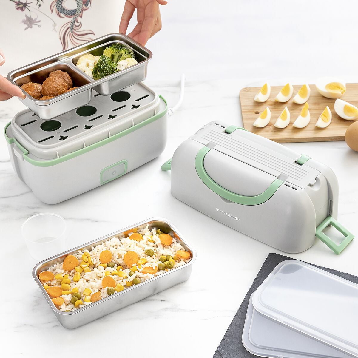 Porta Pranzo Elettrico a Vapore 3 in 1 con Ricette Beneam InnovaGoods