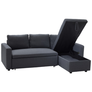 Canapé d'angle convertible CLARK 3 places gris chiné