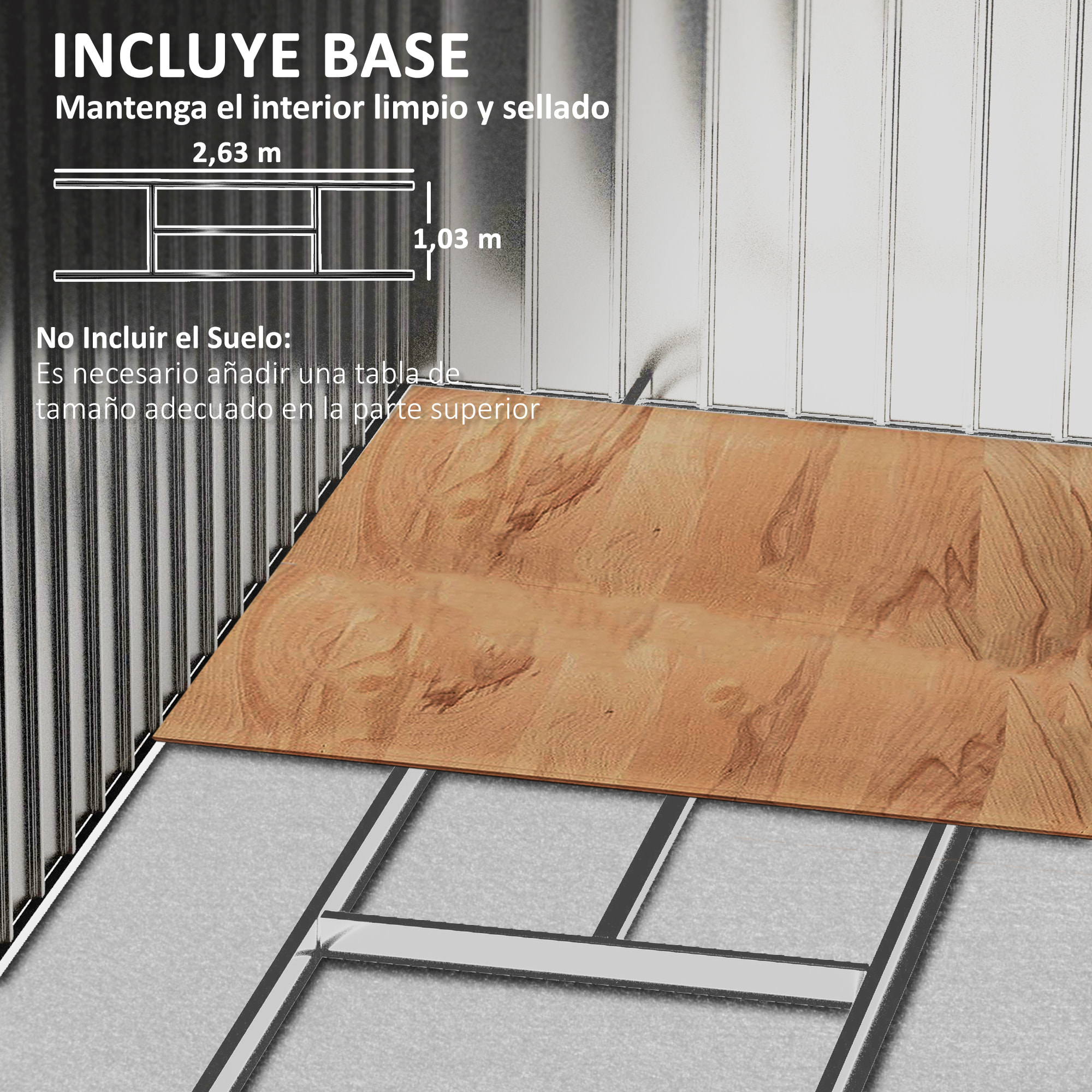 Cobertizo de Jardín con Base 213x130x185 cm Caseta de Jardín Exterior con 2 Puertas Correderas y 4 Ventanas para Almacenamiento de Herramientas Marrón