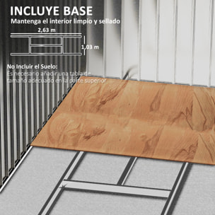 Cobertizo de Jardín con Base 213x130x185 cm Caseta de Jardín Exterior con 2 Puertas Correderas y 4 Ventanas para Almacenamiento de Herramientas Marrón