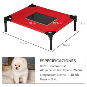 Cama para Mascotas de Metal Oxford 64x46x18 cm Rojo y Negro