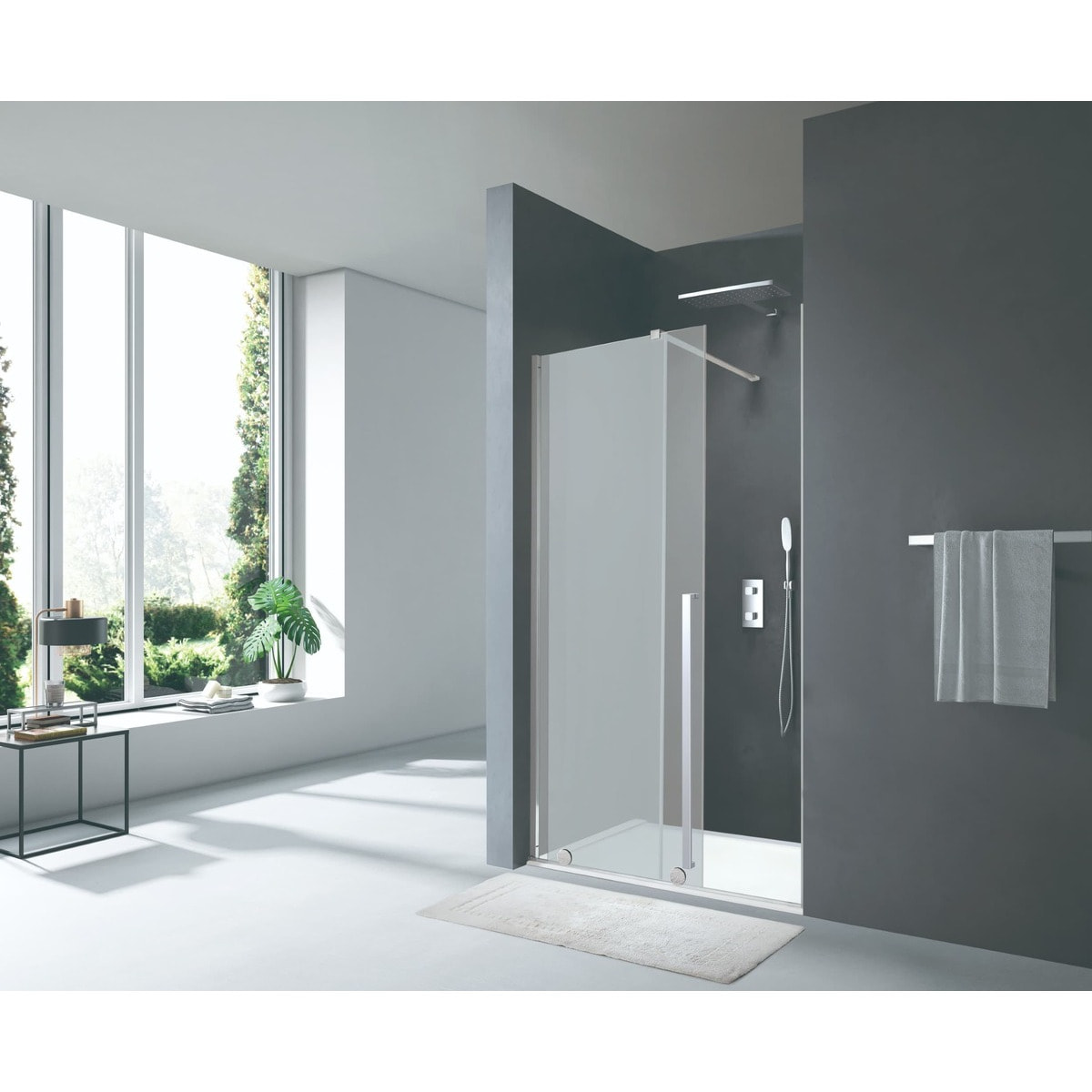 X-MOTION Porte de douche 200x140cm Coulissante, anticalcaire avec profilé chrome brillant (SATBWIXM140NIKA)
