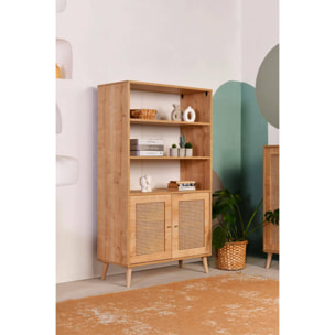 Credenza Dgonz, Buffet da soggiorno, Madia da salotto, Dispensa da cucina, 90x40h110 cm, Quercia