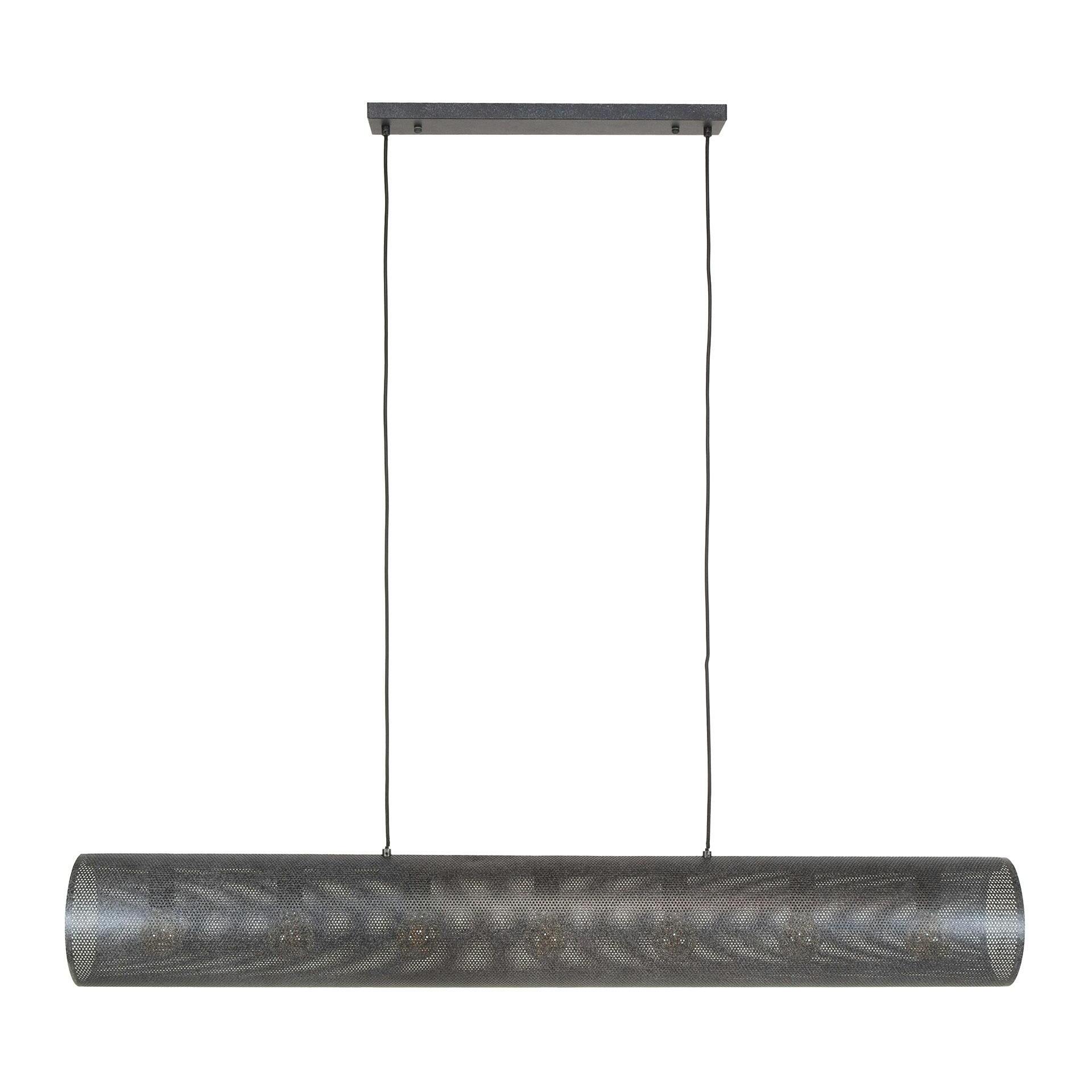 Suspension tube en métal noir perforé 7 lampes RALF