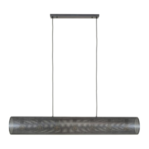 Suspension tube en métal noir perforé 7 lampes RALF
