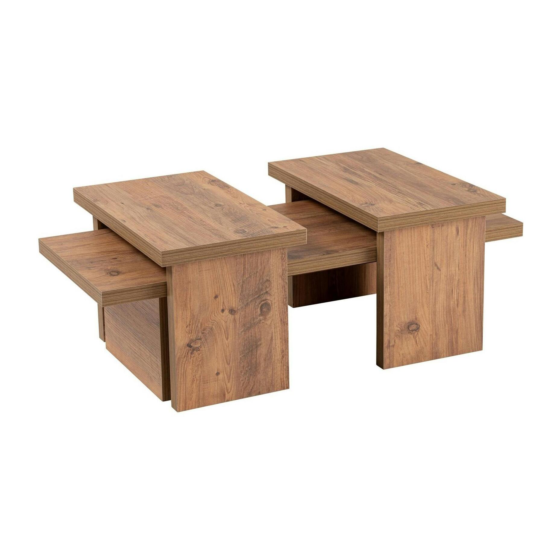 Table basse gigogne design – effet bois (3 pièces) MARFA